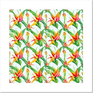 Floral Pattern Heliconia Flowers Posters and Art